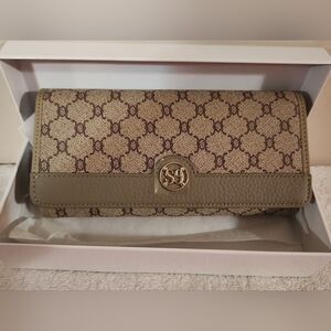 Brown Patterned Wallet NEW In Box Unbranded